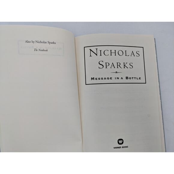 Message In A Bottle By Nicholas Sparks Romance Novel First Printing Vintage 1998 - Picture 3 of 13
